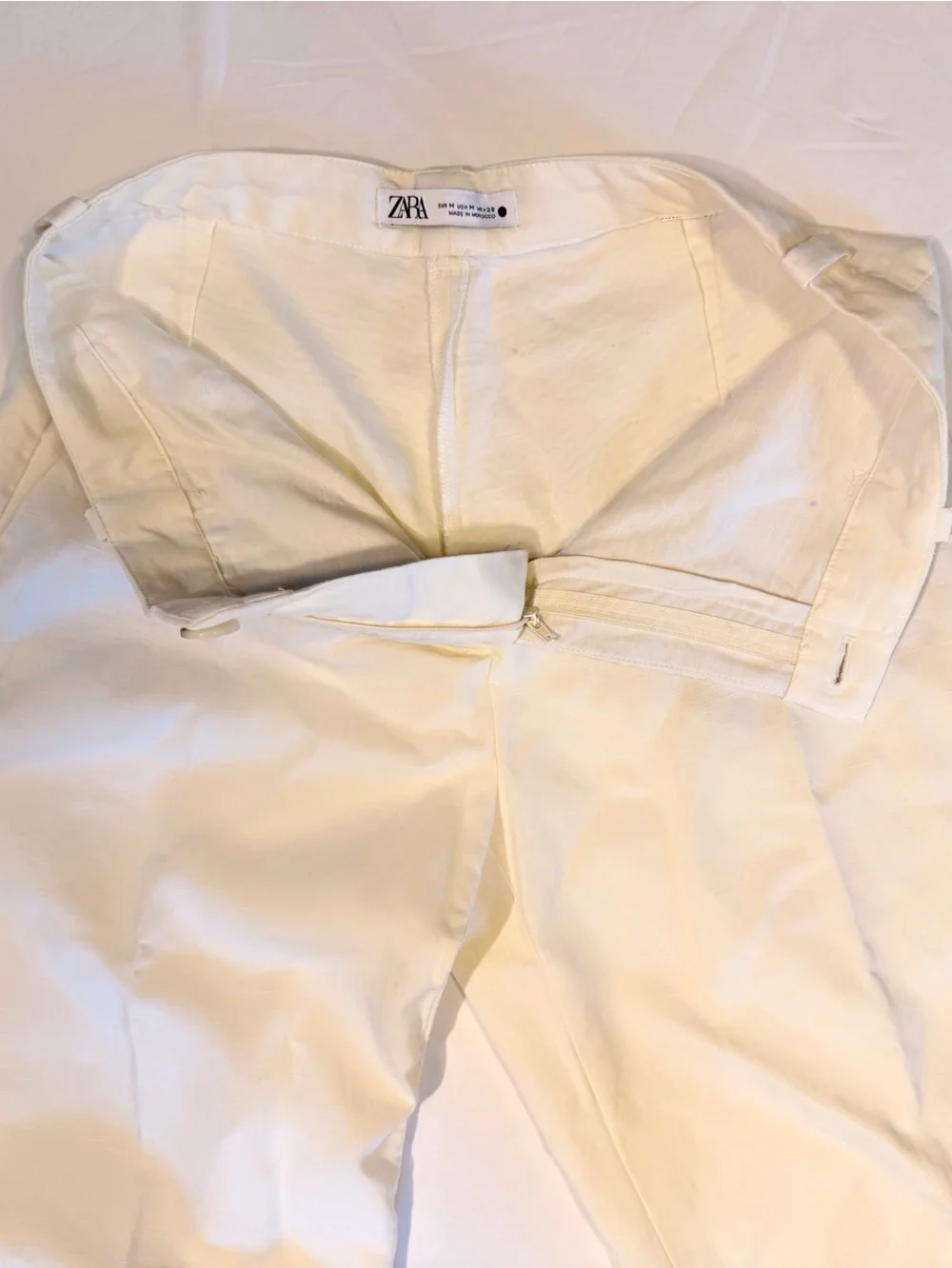 ZARA Ivory Straight Leg Trousers